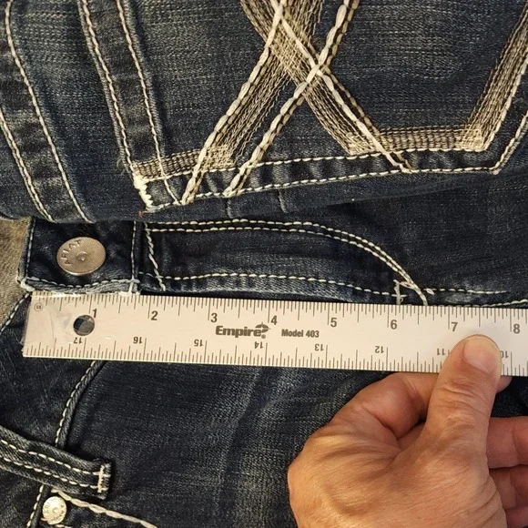 Ariat REAL‎ MR Straight Ivy Dresden Denim Jeans Women's Size 33L Frayed - Picture 8 of 13